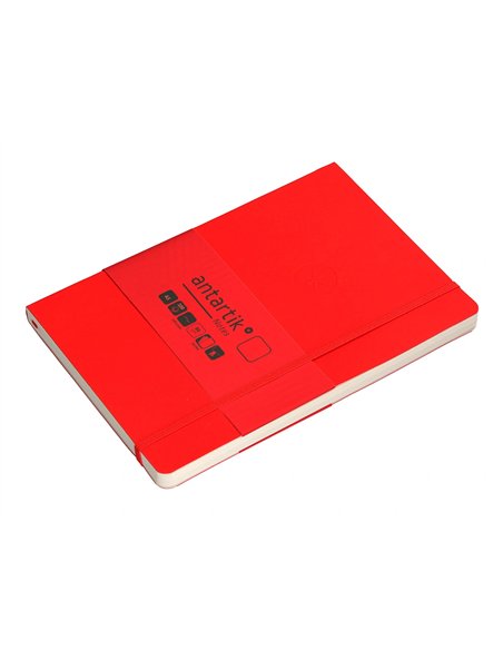 Carnet a5 antartik notes papier uni ivoire couverture souple fermeture elastique 100pages 80gr coloris rouge.