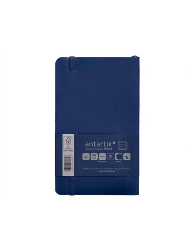 Carnet a6 antartik notes lignecouverture souple fermeture elastique 100 pages 80gr coloris bleu marine.