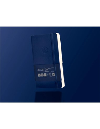 Carnet a6 antartik notes papier uni ivoire couverture souple fermeture elastique 100pages 80gr coloris bleu marine.