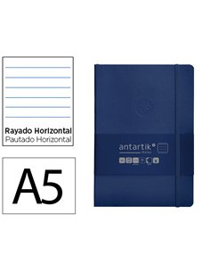 Carnet a5 antartik notes lignecouverture souple fermeture elastique 100 pages 80gr coloris bleu marine.