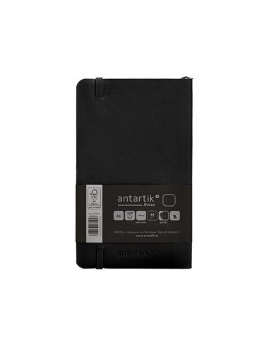 Carnet a6 antartik notes papier uni ivoire couverture souple fermeture elastique 100pages 80gr coloris noir.