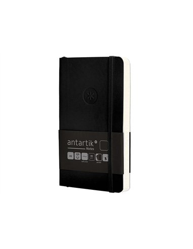 Carnet a6 antartik notes papier uni ivoire couverture souple fermeture elastique 100pages 80gr coloris noir.