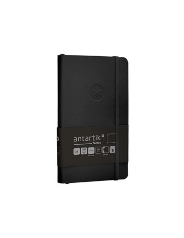 Carnet a6 antartik notes papier uni ivoire couverture souple fermeture elastique 100pages 80gr coloris noir.