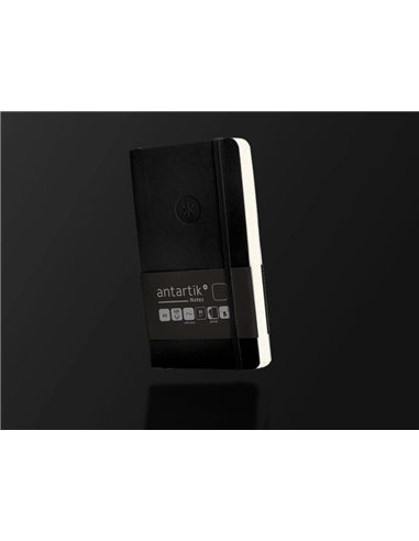 Carnet a6 antartik notes papier uni ivoire couverture souple fermeture elastique 100pages 80gr coloris noir.