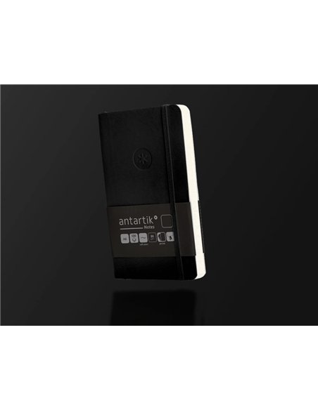 Carnet a6 antartik notes papier uni ivoire couverture souple fermeture elastique 100pages 80gr coloris noir.