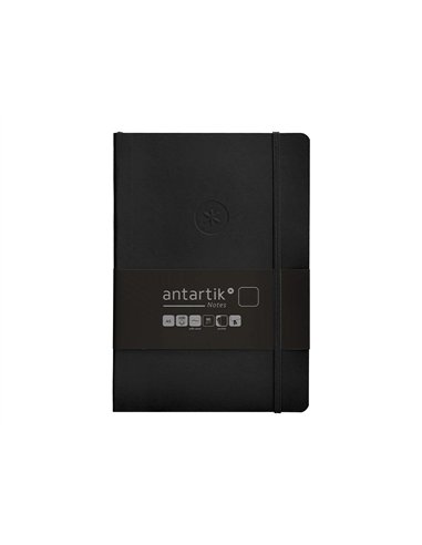Carnet a5 antartik notes papier uni ivoire couverture souple fermeture elastique 100pages 80gr coloris noir.