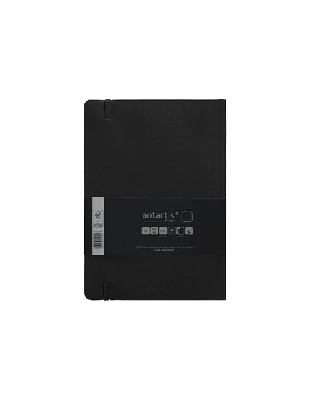 Carnet a5 antartik notes papier uni ivoire couverture souple fermeture elastique 100pages 80gr coloris noir.