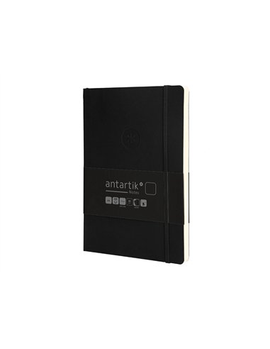 Carnet a5 antartik notes papier uni ivoire couverture souple fermeture elastique 100pages 80gr coloris noir.