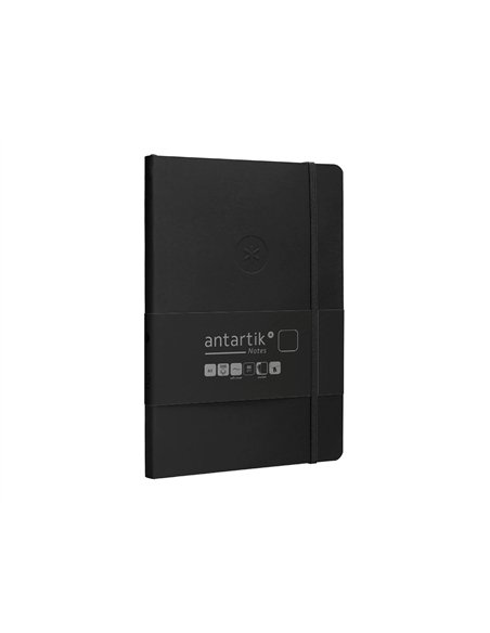 Carnet a5 antartik notes papier uni ivoire couverture souple fermeture elastique 100pages 80gr coloris noir.