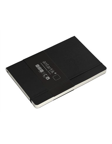 Carnet a5 antartik notes papier uni ivoire couverture souple fermeture elastique 100pages 80gr coloris noir.