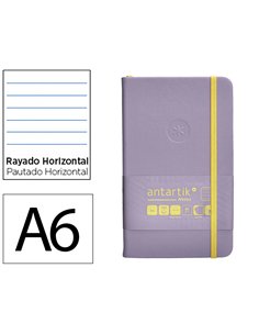 Carnet a6 antartik notes lignecouverture rigide fermeture elastique jaune 100 pages 80grcoloris lilas.