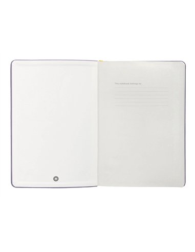 Carnet a5 antartik notes papier uni ivoire couverture rigide fermeture elastique jaune 100 pages 80gr coloris lilas.