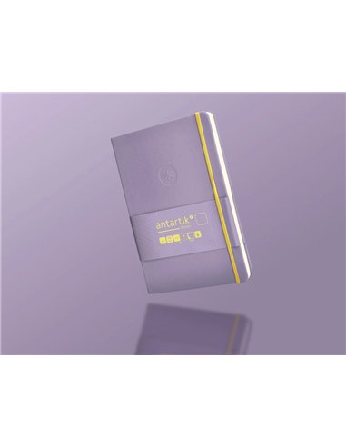 Carnet a5 antartik notes papier uni ivoire couverture rigide fermeture elastique jaune 100 pages 80gr coloris lilas.