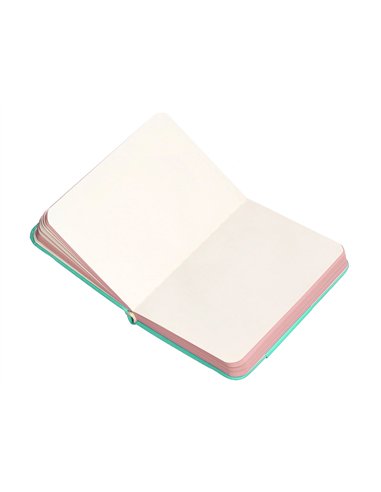 Carnet a7 antartik notes papier uni ivoire couverture rigide fermeture elastique rose 80 pages 80gr coloris turquoise.