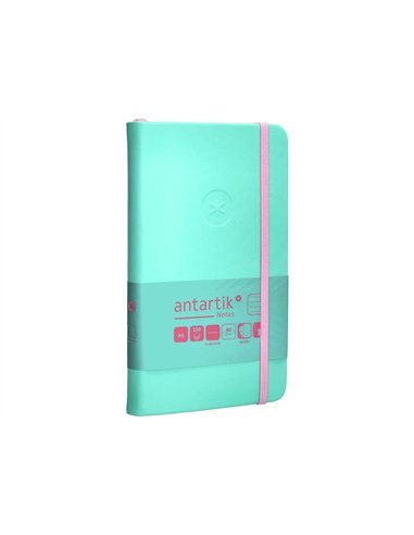 Carnet a6 antartik notes lignecouverture rigide fermeture elastique rose 100 pages 80gr coloris turquoise.
