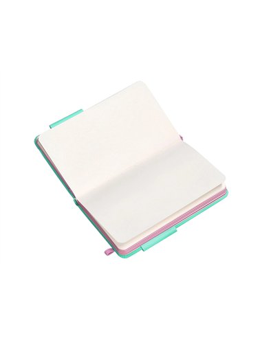 Carnet a6 antartik notes papier uni ivoire couverture rigide fermeture elastique rose 100 pages 80gr coloris turquoise.