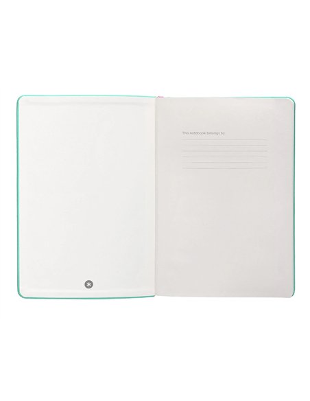Carnet a5 antartik notes papier uni ivoire couverture rigide fermeture elastique rose 100 pages 80gr coloris turquoise.