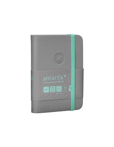 Carnet a7 antartik notes papier uni ivoire couverture rigide fermeture elastique turquoise 80 pages 80gr coloris gris.
