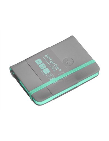 Carnet a7 antartik notes papier uni ivoire couverture rigide fermeture elastique turquoise 80 pages 80gr coloris gris.