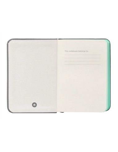 Carnet a7 antartik notes papier uni ivoire couverture rigide fermeture elastique turquoise 80 pages 80gr coloris gris.