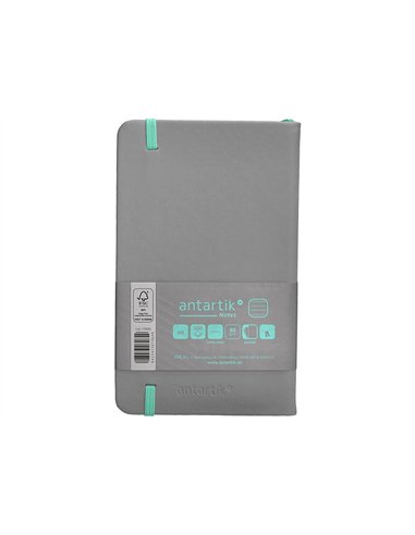 Carnet a6 antartik notes lignecouverture rigide fermeture elastique turquoise 100 pages 80gr coloris gris.