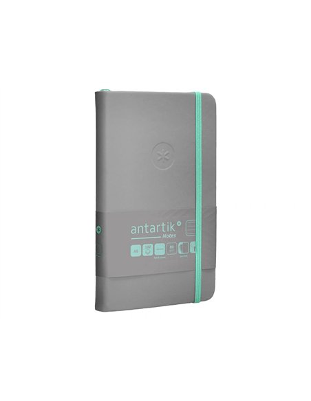 Carnet a6 antartik notes lignecouverture rigide fermeture elastique turquoise 100 pages 80gr coloris gris.