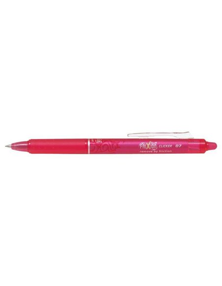Stylo gel effaçable rétractable Pilot Frixion Clicker - Stylo bille 0,7 mm - Trait 0,4 mm - Poignée ergonomique - Rose