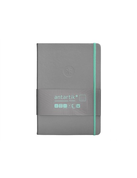 Carnet a5 antartik notes lignecouverture rigide fermeture elastique turquoise 100 pages 80gr coloris gris.