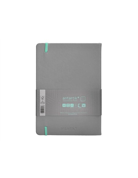 Carnet a5 antartik notes lignecouverture rigide fermeture elastique turquoise 100 pages 80gr coloris gris.