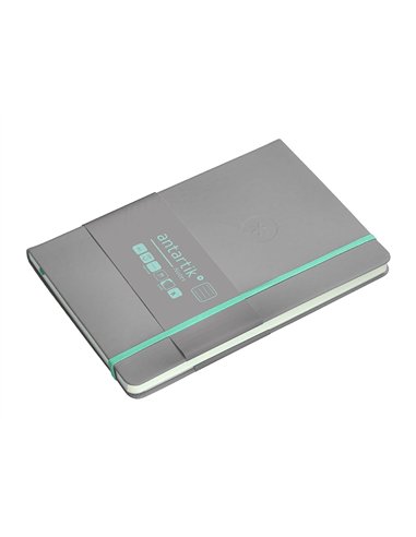 Carnet a5 antartik notes lignecouverture rigide fermeture elastique turquoise 100 pages 80gr coloris gris.