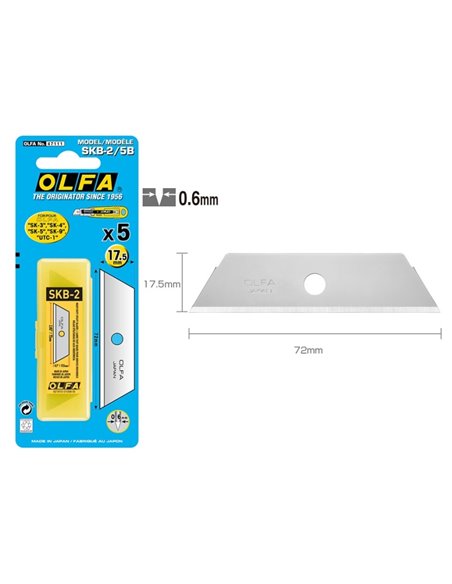 Lot de 5 lames de rechange Olfa pour cutters Olfa SK-4, SK-5, SK-9 et UTC-1 - Acier inoxydable