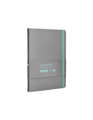 Carnet a5 antartik notes papier uni ivoire couverture rigide fermeture elastique turquoise 100 pages 80gr coloris gris.