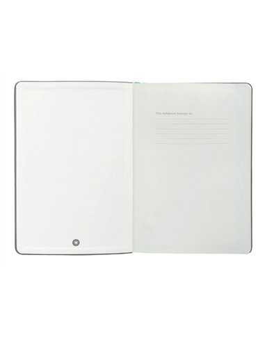 Carnet a5 antartik notes papier uni ivoire couverture rigide fermeture elastique turquoise 100 pages 80gr coloris gris.