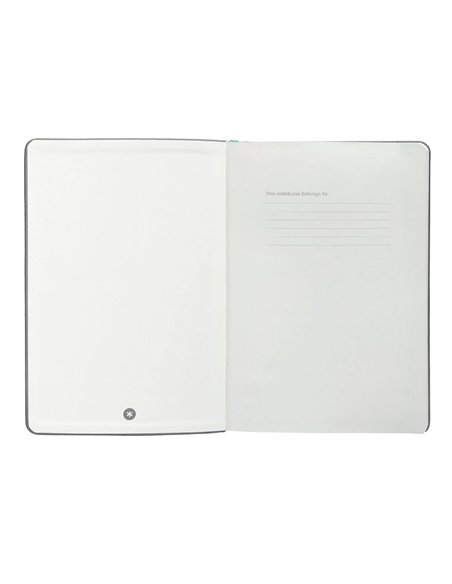 Carnet a5 antartik notes papier uni ivoire couverture rigide fermeture elastique turquoise 100 pages 80gr coloris gris.