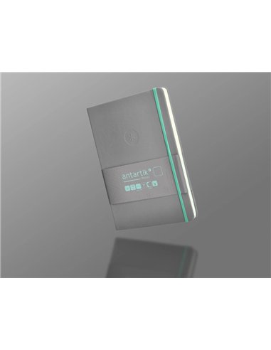 Carnet a5 antartik notes papier uni ivoire couverture rigide fermeture elastique turquoise 100 pages 80gr coloris gris.