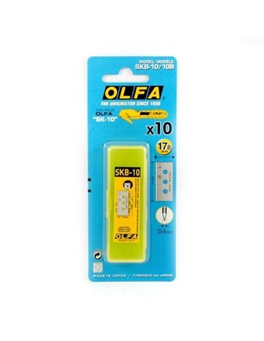 Lot de 10 lames de rechange Olfa pour cutters Olfa SK-10 - Acier inoxydable