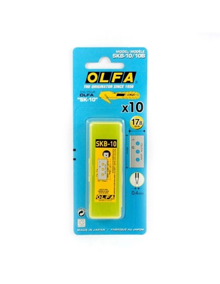 Lot de 10 lames de rechange Olfa pour cutters Olfa SK-10 - Acier inoxydable