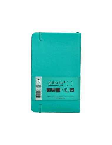 Carnet a6 antartik notes papier uni ivoire couverture rigide fermeture elastique 100pages 80gr coloris vert menthe.