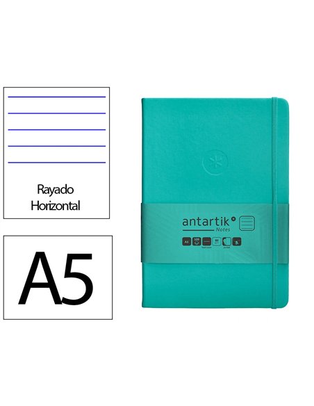 Carnet a5 antartik notes lignecouverture rigide fermeture elastique 100 pages 80gr coloris vert menthe.