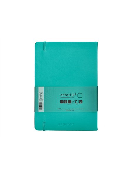 Carnet a5 antartik notes papier uni ivoire couverture rigide fermeture elastique 100pages 80gr coloris vert menthe.