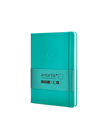 Carnet a5 antartik notes papier uni ivoire couverture rigide fermeture elastique 100pages 80gr coloris vert menthe.