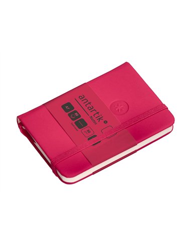 Carnet a7 antartik notes papier uni ivoire couverture rigide fermeture elastique 80 pages 80gr coloris framboise.