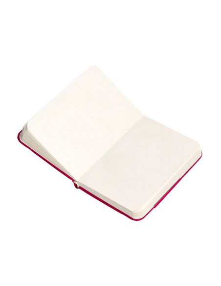 Carnet a7 antartik notes papier uni ivoire couverture rigide fermeture elastique 80 pages 80gr coloris framboise.