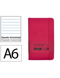 Carnet a6 antartik notes lignecouverture rigide fermeture elastique 100 pages 80gr coloris framboise.