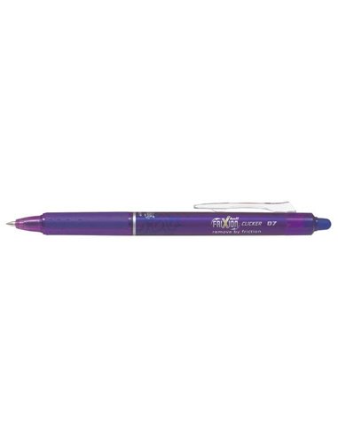 Stylo gel effaçable rétractable Pilot Frixion Clicker - Stylo bille 0,7 mm - Trait 0,4 mm - Poignée ergonomique - Violet