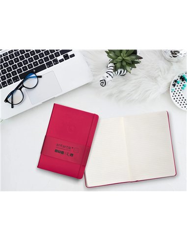 Carnet a5 antartik notes lignecouverture rigide fermeture elastique 100 pages 80gr coloris framboise.