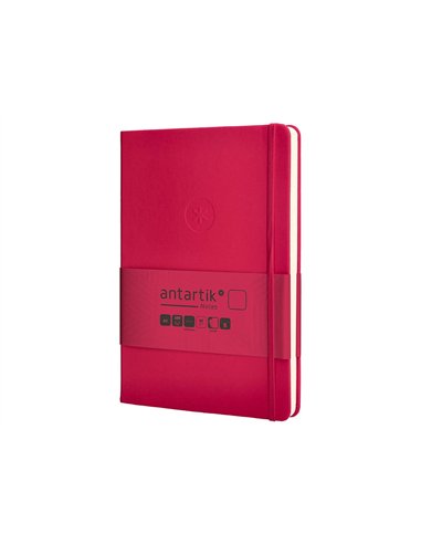 Carnet a5 antartik notes papier uni ivoire couverture rigide fermeture elastique 100pages 80gr coloris framboise.