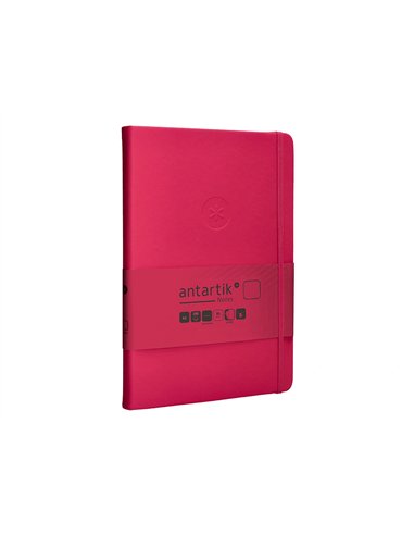 Carnet a5 antartik notes papier uni ivoire couverture rigide fermeture elastique 100pages 80gr coloris framboise.