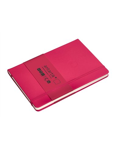 Carnet a5 antartik notes papier uni ivoire couverture rigide fermeture elastique 100pages 80gr coloris framboise.