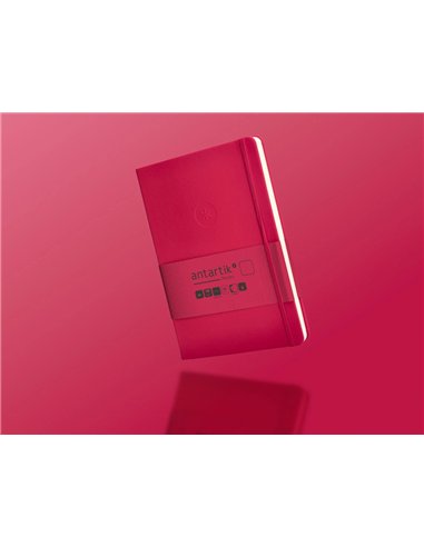 Carnet a5 antartik notes papier uni ivoire couverture rigide fermeture elastique 100pages 80gr coloris framboise.